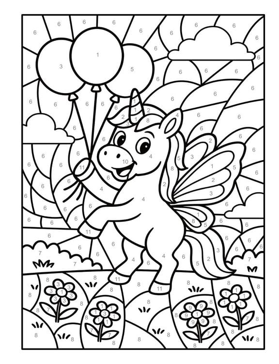 Produktbild: Malen nach Zahlen Einhorn Malbuch f&uuml;r Kinder ab 5&ndash;7 Jahren