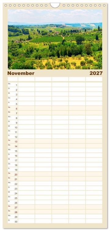 Produktbild: Familienplaner 2027 - San Gimignano, die Stadt der T&uuml;rme mit 5 Spalten (Wandkalender, 21 x 45 cm) CALVENDO