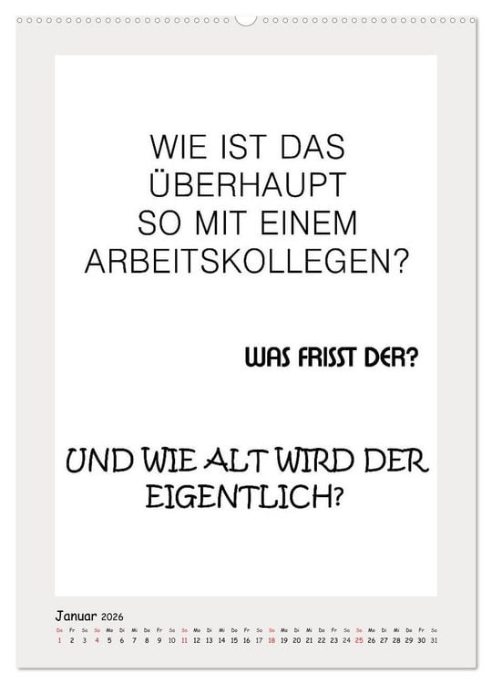 Produktbild: Spr&uuml;chekalender. Witziges f&uuml;rs B&uuml;ro (hochwertiger Premium Wandkalender 2026 DIN A2 hoch), Kunstdruck in Hochglanz