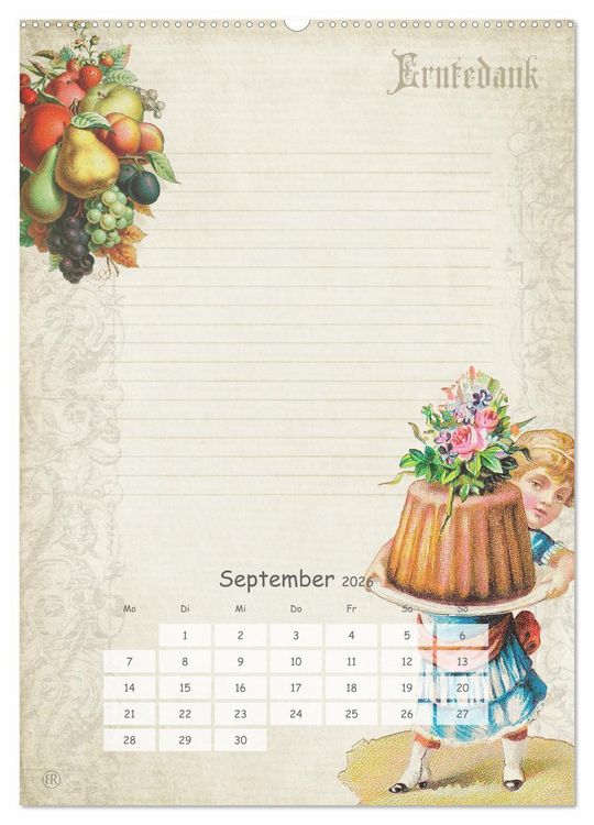 Produktbild: Nostalgie-Jahr, Motive aus alten Poesiealben (Wandkalender 2026 DIN A2 hoch), CALVENDO Monatskalender