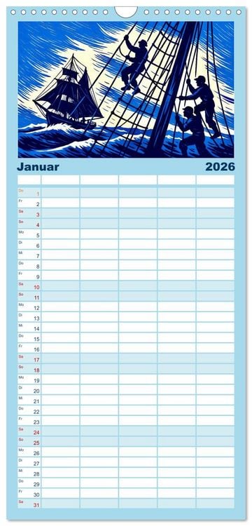 Produktbild: Familienplaner 2026 - Das Meer in der Weltliteratur mit 5 Spalten (Wandkalender, 21 x 45 cm) CALVENDO