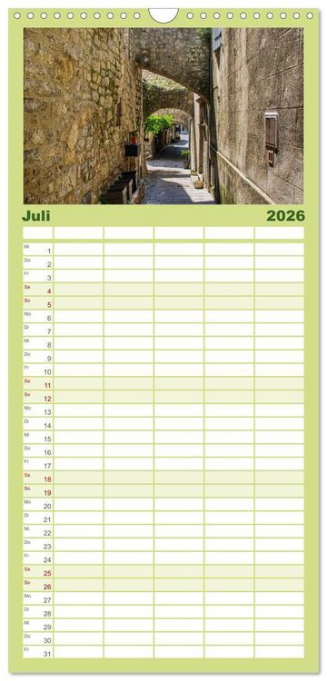 Produktbild: Familienplaner 2026 - Les Matelles - Mittelalterliches Kleinod mit 5 Spalten (Wandkalender, 21 x 45 cm) CALVENDO