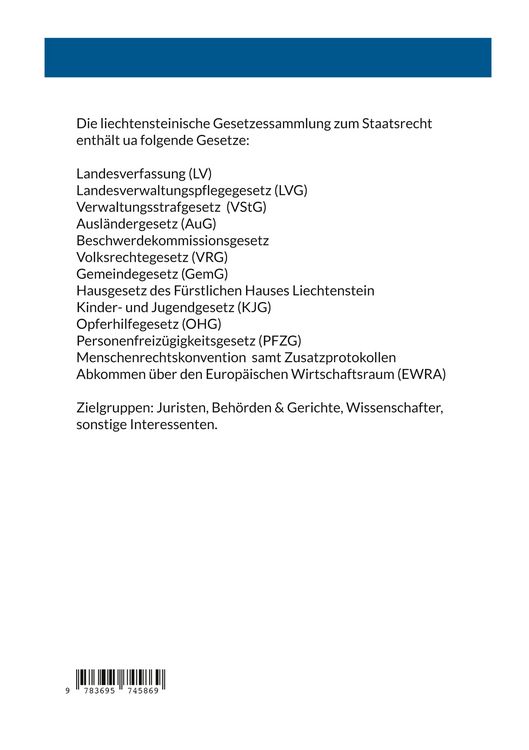 Produktbild: Gesetzessammlung des liechtensteinischen Rechts - Staatsrecht