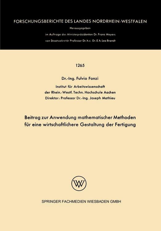 Produktbild: Beitrag zur Anwendung mathematischer Methoden f&uuml;r eine wirtschaftlichere Gestaltung der Fertigung