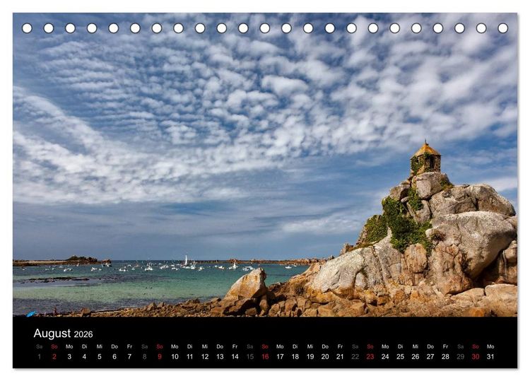 Produktbild: Bretagne - Fotoreise von der Cote de Granit Rose zur Ile de Brehat (Tischkalender 2026 DIN A5 quer), CALVENDO Monatskalender