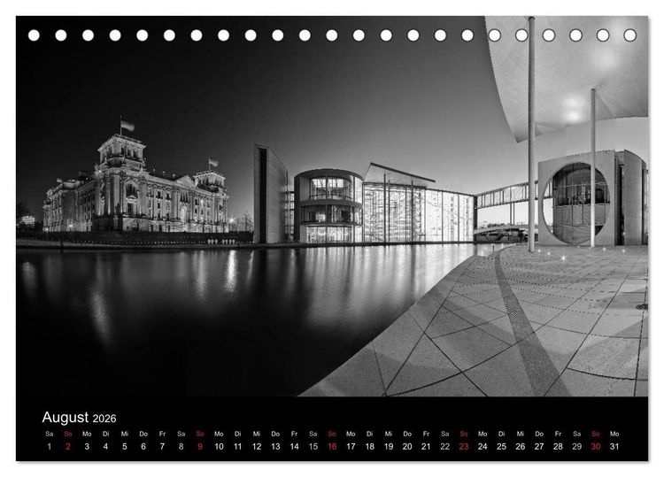 Produktbild: Berlin Monochrome (Tischkalender 2026 DIN A5 quer), CALVENDO Monatskalender