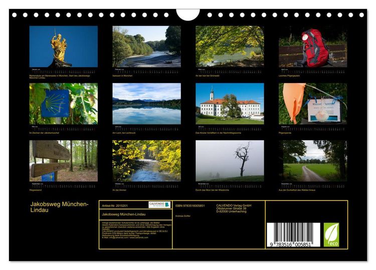 Produktbild: Jakobsweg M&uuml;nchen-Lindau (Wandkalender 2026 DIN A4 quer), CALVENDO Monatskalender