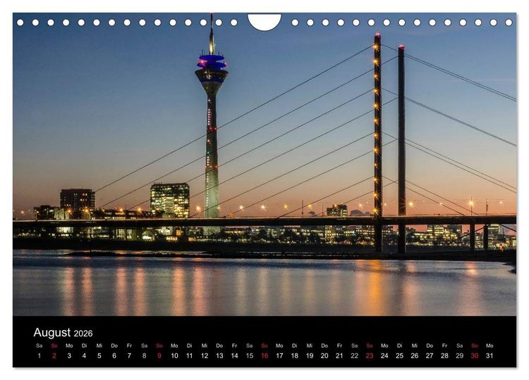 Produktbild: D&uuml;sseldorf - Ansichten am Abend (Wandkalender 2026 DIN A4 quer), CALVENDO Monatskalender