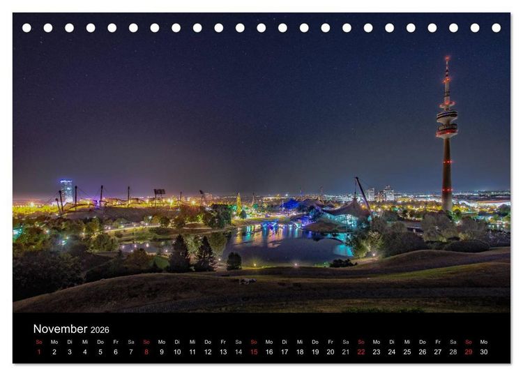 Produktbild: M&uuml;nchen bei Nacht (Tischkalender 2026 DIN A5 quer), CALVENDO Monatskalender