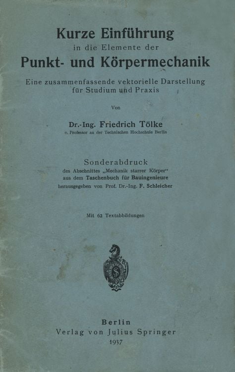 Produktbild: Kurze Einf&uuml;hrung in die Elemente der Punkt- und K&ouml;rpermechanik