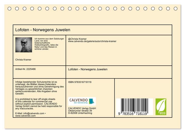 Produktbild: Lofoten - Norwegens Juwelen (Tischkalender 2026 DIN A5 quer), CALVENDO Monatskalender