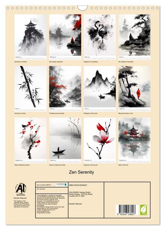 Produktbild: Zen Serenity (Wall Calendar 2026 DIN A3 portrait), CALVENDO 12 Month Wall Calendar