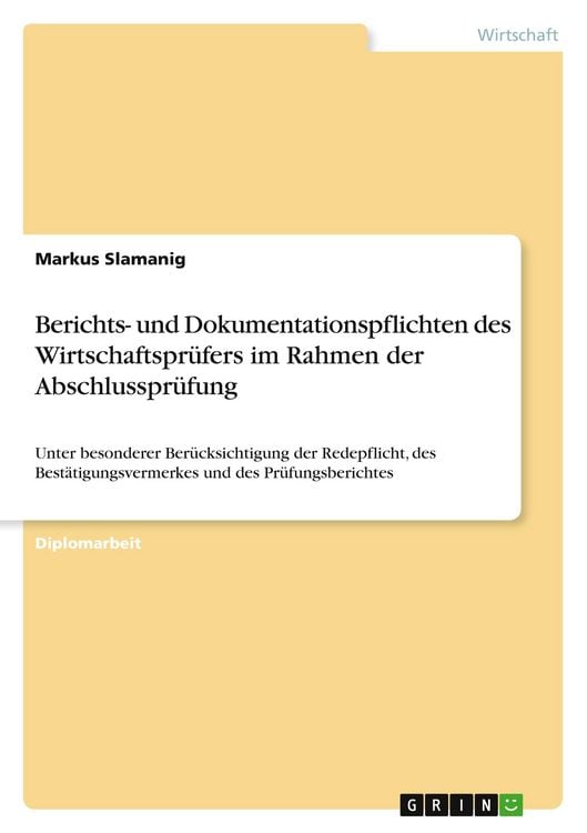 Produktbild: Berichts- und Dokumentationspflichten des Wirtschaftspr&uuml;fers im Rahmen der Abschlusspr&uuml;fung