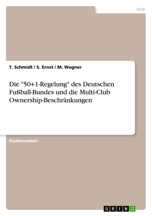 Produktbild: Die "50+1-Regelung" des Deutschen Fu&szlig;ball-Bundes und die Multi-Club Ownership-Beschr&auml;nkungen