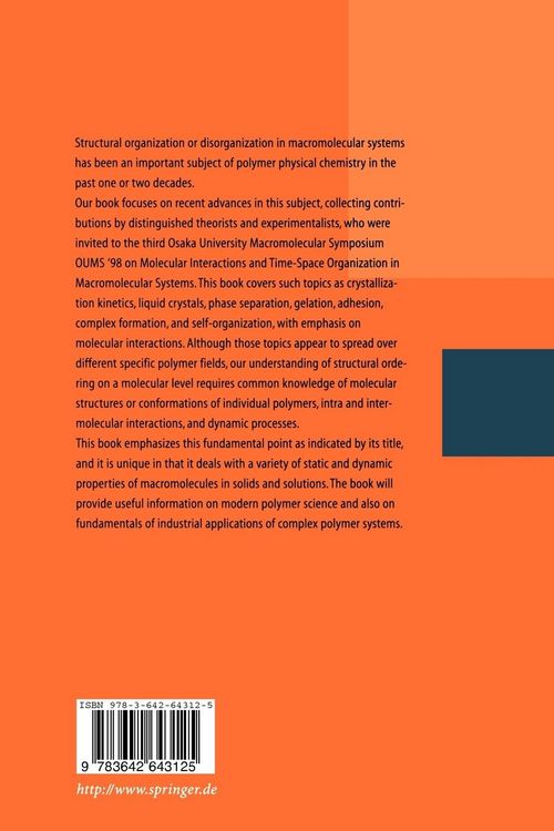 Produktbild: Molecular Interactions and Time-Space Organization in Macromolecular Systems