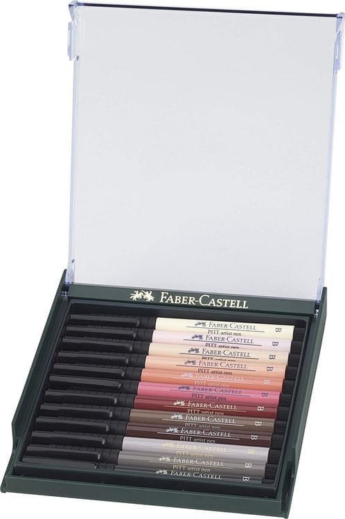 Produktbild: Faber-Castell Tuschestifte Pitt Artist Pens, 12er Set, Hautt&ouml;ne