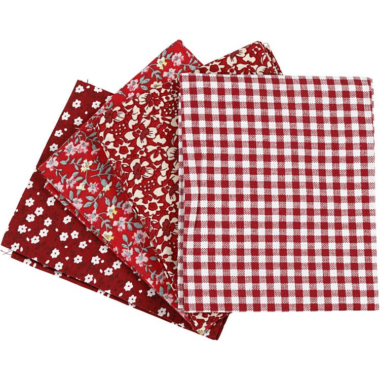 Produktbild: Creativ Company Patchwork-Stoff, Gr&ouml;&szlig;e 45x55 cm, 100 g, Rot, 4 Stk/ 1 B&uuml;ndl.