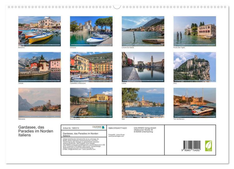 Produktbild: Gardasee, das Paradies im Norden Italiens (hochwertiger Premium Wandkalender 2026 DIN A2 quer), Kunstdruck in Hochglanz