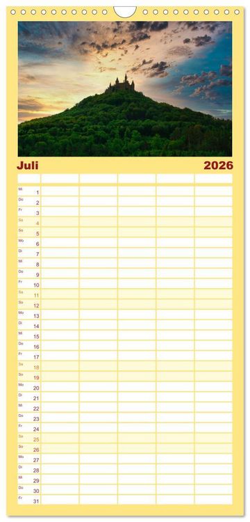 Produktbild: Familienplaner 2026 - S&uuml;ddeutschland im Fokus mit 5 Spalten (Wandkalender, 21 x 45 cm) CALVENDO