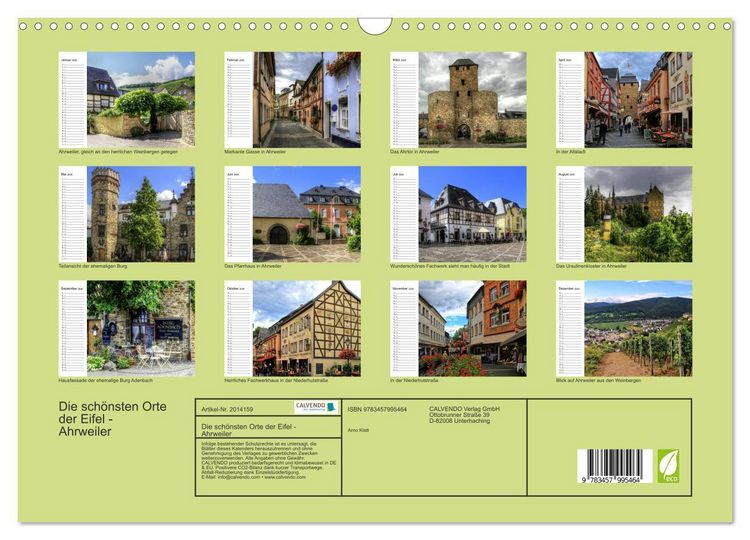 Produktbild: Die sch&ouml;nsten Orte der Eifel - Ahrweiler (Wandkalender 2026 DIN A3 quer), CALVENDO Monatskalender