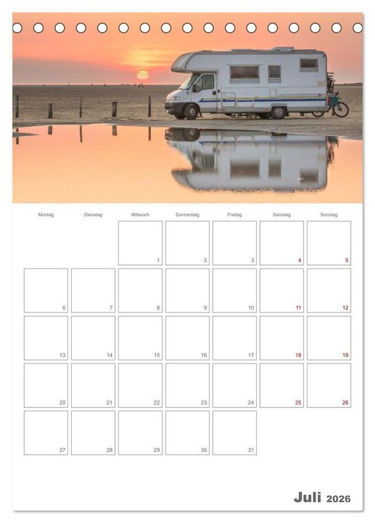 Produktbild: Wohnmobil Jahresplaner (Tischkalender 2026 DIN A5 hoch), CALVENDO Monatskalender