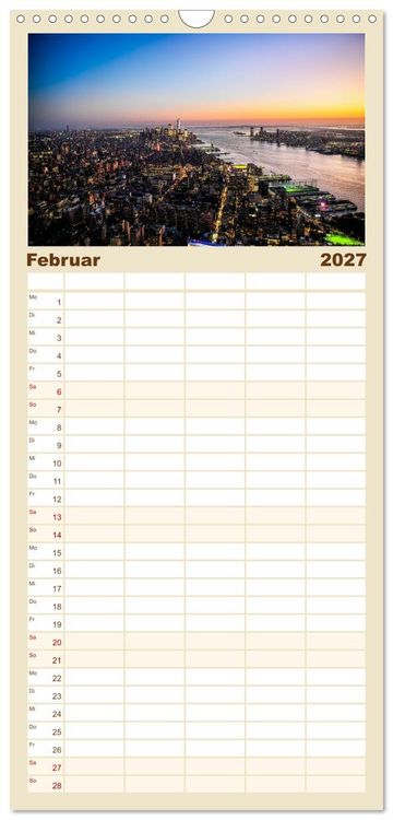 Produktbild: Familienplaner 2027 - Wundervolles New York mit 5 Spalten (Wandkalender, 21 x 45 cm) CALVENDO
