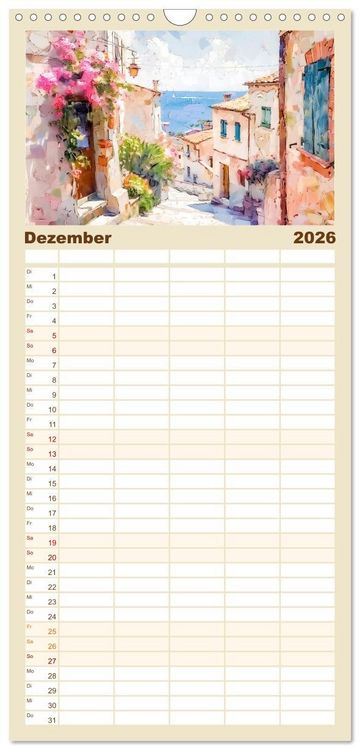Produktbild: Familienplaner 2026 - Mediterrane Landschaften mit 5 Spalten (Wandkalender, 21 x 45 cm) CALVENDO