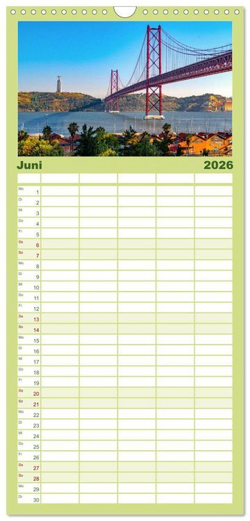 Produktbild: Familienplaner 2026 - Lissabon - Portugals sch&ouml;ne Hauptstadt. mit 5 Spalten (Wandkalender, 21 x 45 cm) CALVENDO