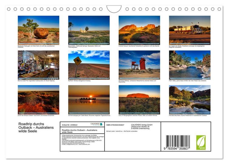 Produktbild: Roadtrip durchs Outback &ndash; Australiens wilde Seele (Wandkalender 2027 DIN A4 quer), CALVENDO Monatskalender