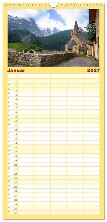 Produktbild: Familienplaner 2027 - Dorfidyllen in Frankreich mit 5 Spalten (Wandkalender, 21 x 45 cm) CALVENDO