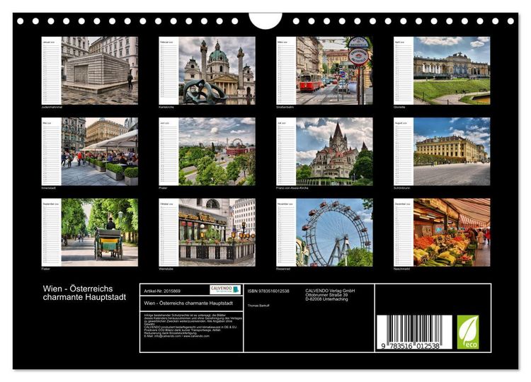 Produktbild: Wien - &Ouml;sterreichs charmante Hauptstadt (Wandkalender 2026 DIN A4 quer), CALVENDO Monatskalender