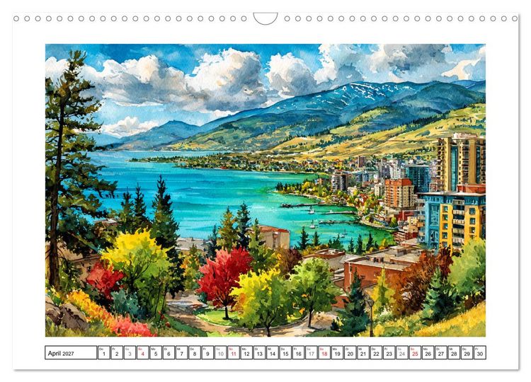 Produktbild: Kanada in Farben. Aquarelle zwischen Skyline und Wildnis (Wandkalender 2027 DIN A3 quer), CALVENDO Monatskalender