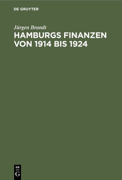 Produktbild: Hamburgs Finanzen von 1914 bis 1924