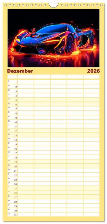 Produktbild: Familienplaner 2026 - Futuristische Neon Cars mit 5 Spalten (Wandkalender, 21 x 45 cm) CALVENDO