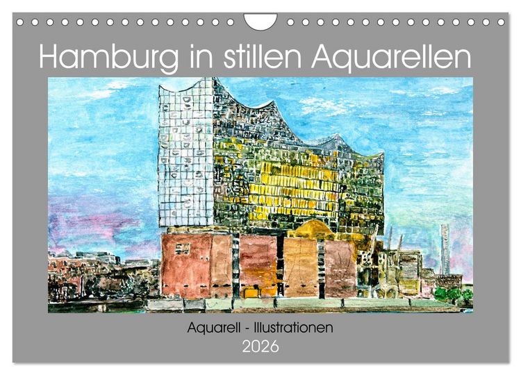 Produktbild: Hamburg in stillen Aquarellen (Wandkalender 2026 DIN A4 quer), CALVENDO Monatskalender