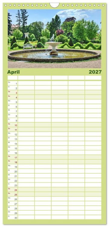 Produktbild: Familienplaner 2027 - Schlossgarten Neustrelitz mit 5 Spalten (Wandkalender, 21 x 45 cm) CALVENDO