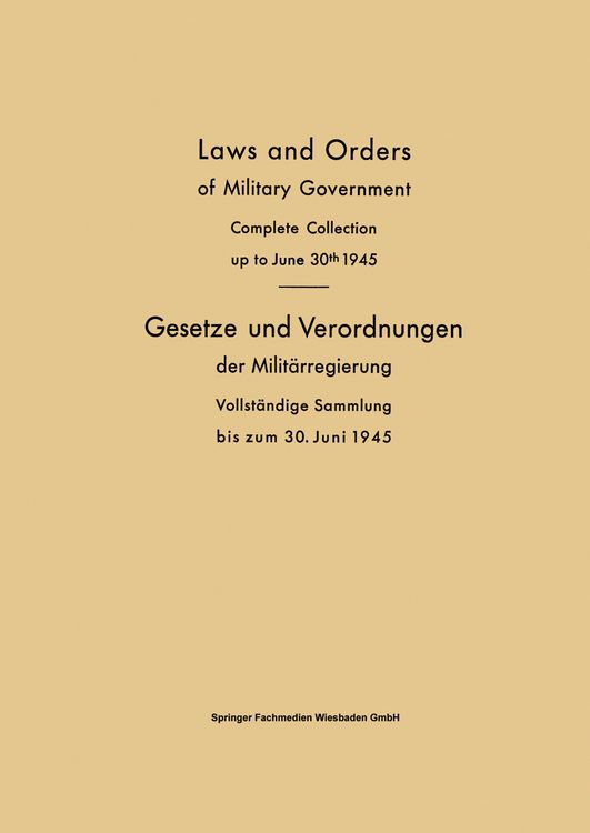 Produktbild: Laws and Orders of Military Government / Gesetze und Verordnungen der Milit&auml;rregierung
