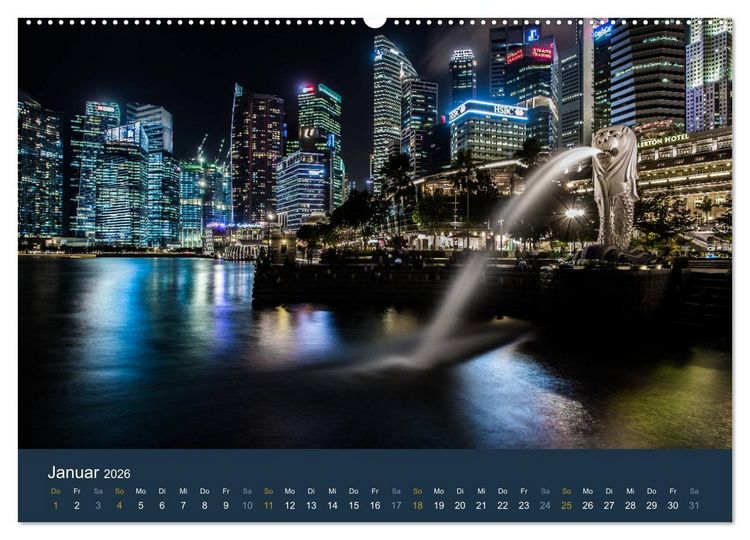 Produktbild: Singapur bei Nacht und Tag (Wandkalender 2026 DIN A2 quer), CALVENDO Monatskalender