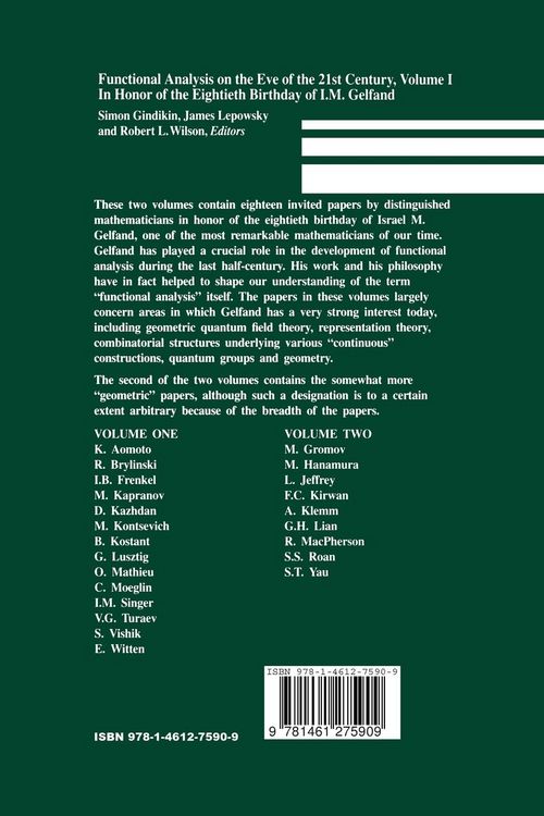 Produktbild: Functional Analysis on the Eve of the 21st Century