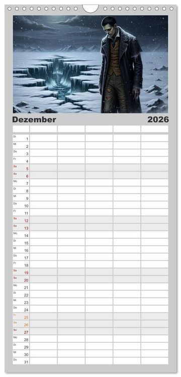 Produktbild: Familienplaner 2026 - Victor Frankenstein und seine Sch&ouml;pfung mit 5 Spalten (Wandkalender, 21 x 45 cm) CALVENDO