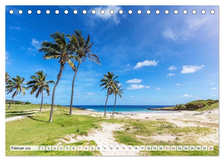 Produktbild: Die Osterinsel &ndash; Mythen, Moai und wilde Sch&ouml;nheit (Tischkalender 2026 DIN A5 quer), CALVENDO Monatskalender