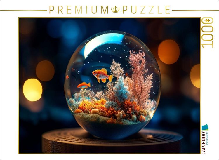 Produktbild: CALVENDO Puzzle Korallenriff mit Fischen in einer Glaskugel | 1000 Teile Lege-Gr&ouml;&szlig;e 64x48cm Foto-Puzzle f&uuml;r gl&uuml;ckliche Stunden