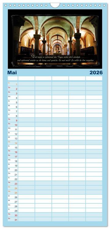 Produktbild: Familienplaner 2026 - Monat f&uuml;r Monat ein Bibelvers mit 5 Spalten (Wandkalender, 21 x 45 cm) CALVENDO