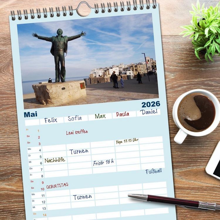 Produktbild: Familienplaner 2026 - Apulien ... der S&uuml;den Italiens mit 5 Spalten (Wandkalender, 21 x 45 cm) CALVENDO