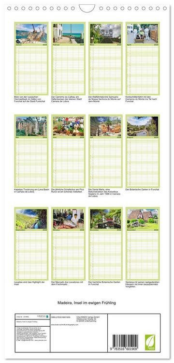 Produktbild: Familienplaner 2026 - Madeira, Insel im ewigen Fr&uuml;hling mit 5 Spalten (Wandkalender, 21 x 45 cm) CALVENDO