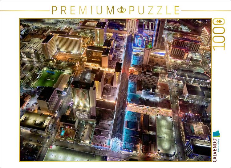 Produktbild: CALVENDO Puzzle Fremont Street Luftaufnahme bei Nacht | 1000 Teile Lege-Gr&ouml;&szlig;e 64x48cm Foto-Puzzle f&uuml;r gl&uuml;ckliche Stunden