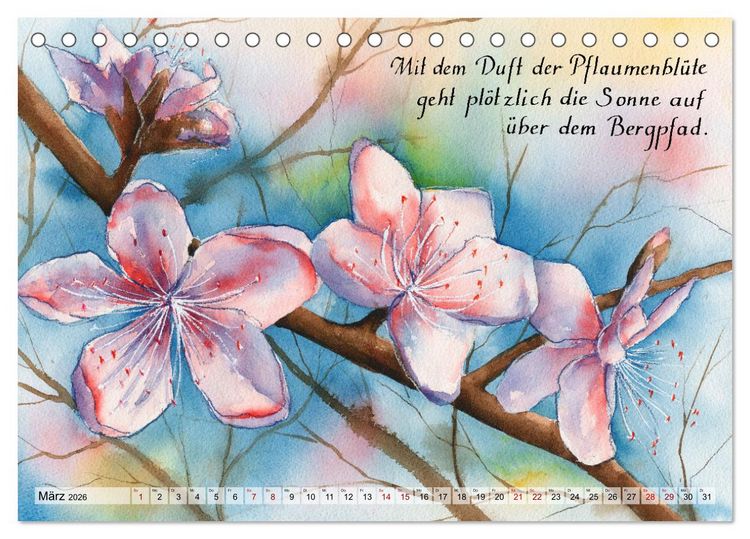 Produktbild: Aquarelle und Haiku von Basho (Tischkalender 2026 DIN A5 quer), CALVENDO Monatskalender