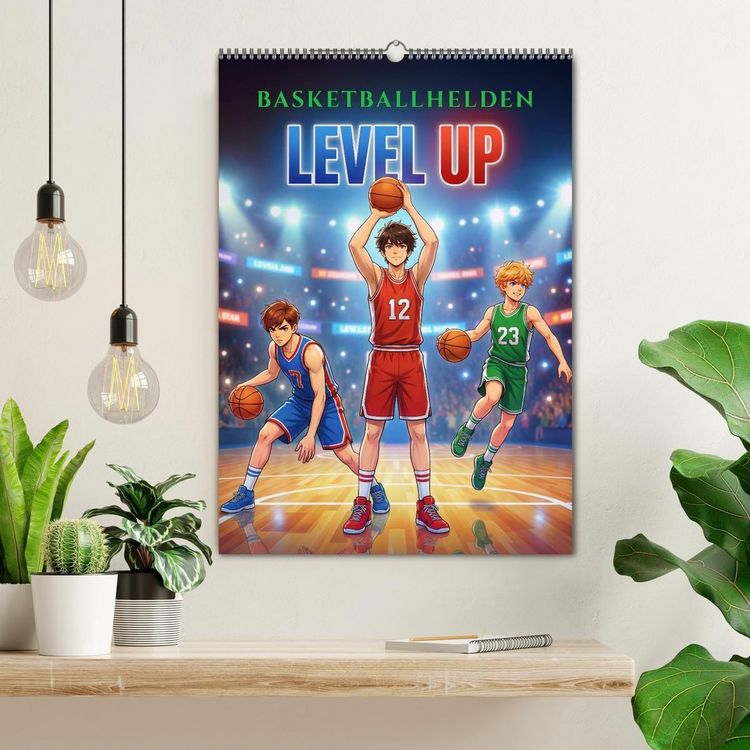 Produktbild: Level Up &ndash; Basketballhelden (Wandkalender 2027 DIN A2 hoch), CALVENDO Monatskalender