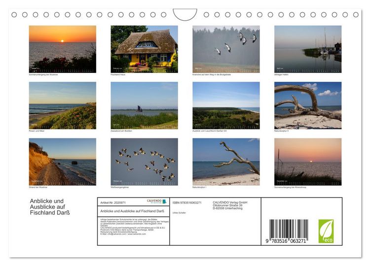 Produktbild: Anblicke und Ausblicke auf Fischland Dar&szlig; (Wandkalender 2026 DIN A4 quer), CALVENDO Monatskalender