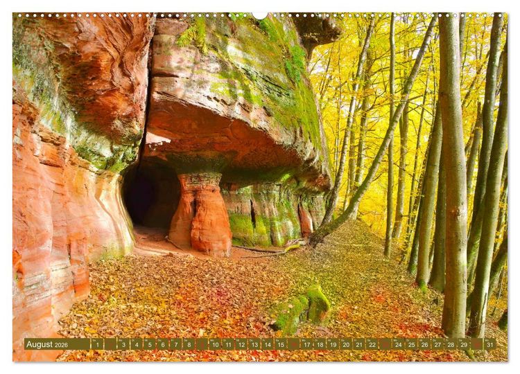 Produktbild: Der Altschlossfelsen - Gr&ouml;&szlig;te Felsformation der Pfalz im herbstlichen Farbspiel (Wandkalender 2026 DIN A2 quer), CALVENDO Monatskalender